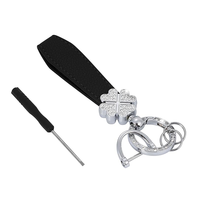 

[tonecraft] key ring quatrefoil clover simple orthodox Popularity Fashionable cute Sparkling silver (black)