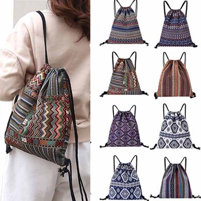 Geometric Pattern Grid 3D Drawstring Bag Sport Gym Travel Bundle Backpack Pack Beam Mouth Shoulder Bags