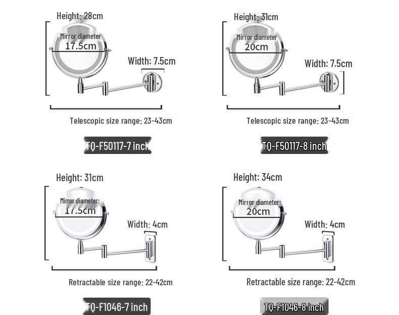 Double-Sided LED Wall-Mount Vanity Mirror with Magnification and Light