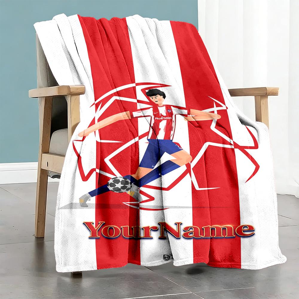Atletico Madrid Personalized Name Blanket Lightweight Personalized Blanket Soft & Cozy Throw For Nap Bed Office Chair Office All-Season Use