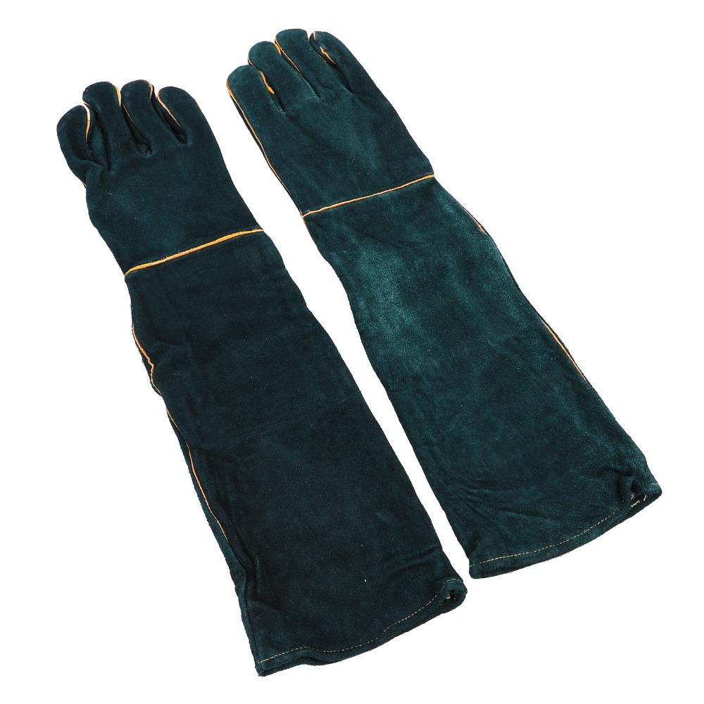 60Cm Length Pet Bite Tough Glove Extended Cuff Tear Proof Anti Scratch Glove Thick Cowhide Sturdy Texture Long Safety Glove