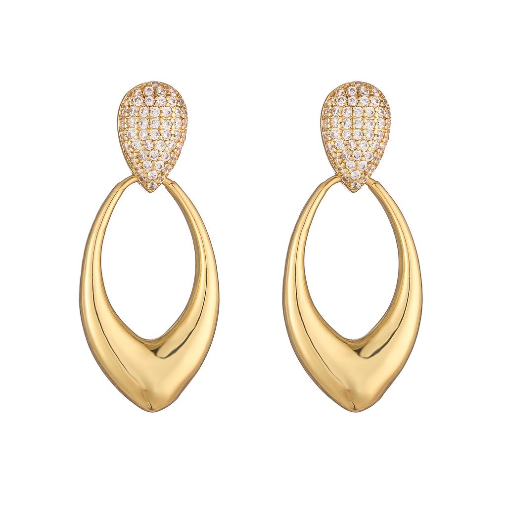 HECHENG,Punk Gold Plated Brass Earrings, Chunky Hoops for Women, Vintage Geometric Ear Buckle
