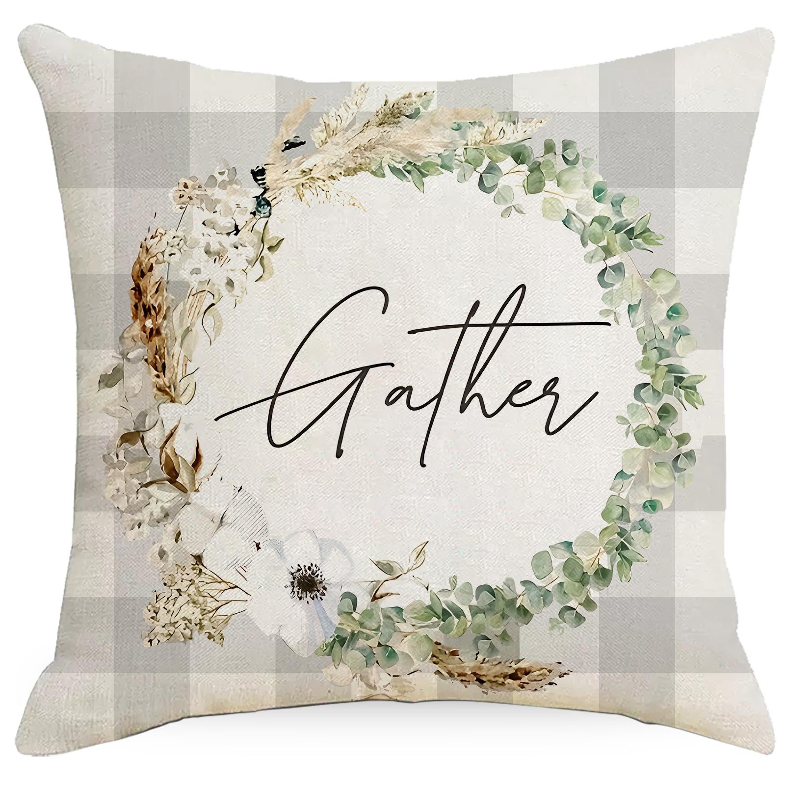 

Весенняя и летняя наволочка с растительным и цветочным принтом в фермерском стиле, льняная, для дома, для диванной подушки 45 * 45Cm