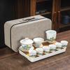 Celadon travel tea set creative kung fu ceramic cover bowl teacup tea tray full set of business gifts