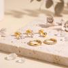 Minimalist Gold Plated Clover Stud Earrings Set With Zircon Accents Women Multi-Hole Ear Piercing Jewelry