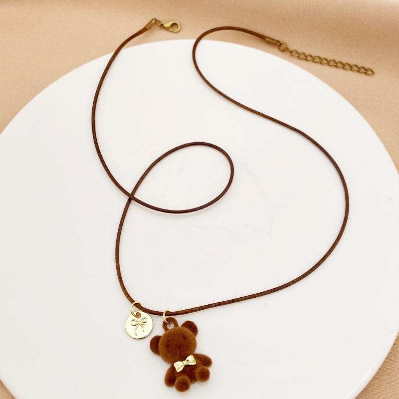 Fashionable Lovely Sturdy Plush Bear Pendant Necklace Designs for Trendy Girls and Personalize Styles Enthusiasts
