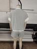 European and American Women's Stripe Knit Two-Piece: Loose Sweatshirt & High-Waisted Shorts Set