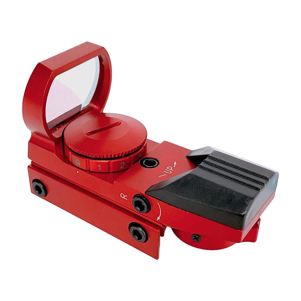 ChaosAirsoft Open-Type Dot Sight, 4 Reticle Types X 2 Colors, 5 Brightness Levels, Compatible with 20mm Rails (Red)