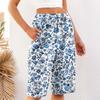 Damesommer Elastisk midje Trykte bomulls- og linsløse shorts