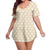 Women's Printing Large Size V-neck Top Loose Pocket T-shirt