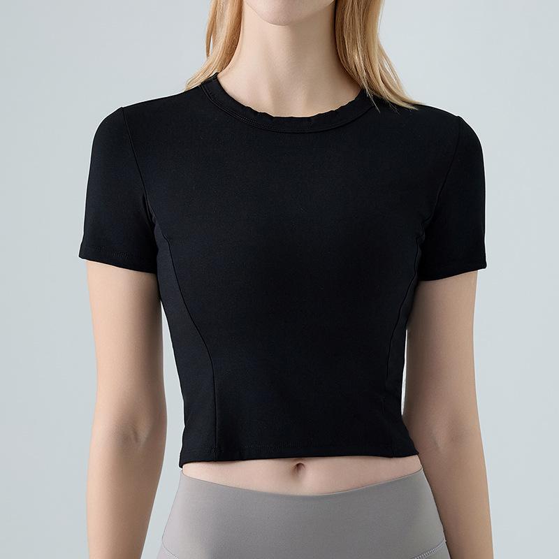 Spring Summer Women's Quick-Dry Short Sleeve Round Neck Yoga & Fitness Top