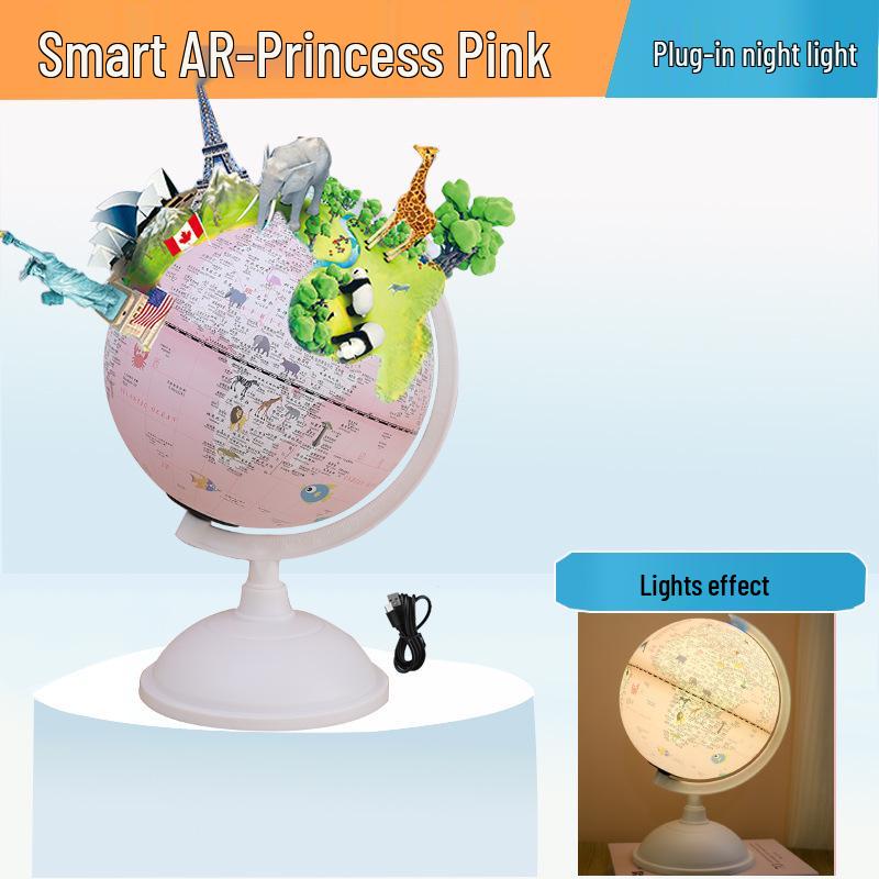 Princess Pink Gemini Globe AR Desk Lamp - Creative Birthday & New Year Gift for Kids.