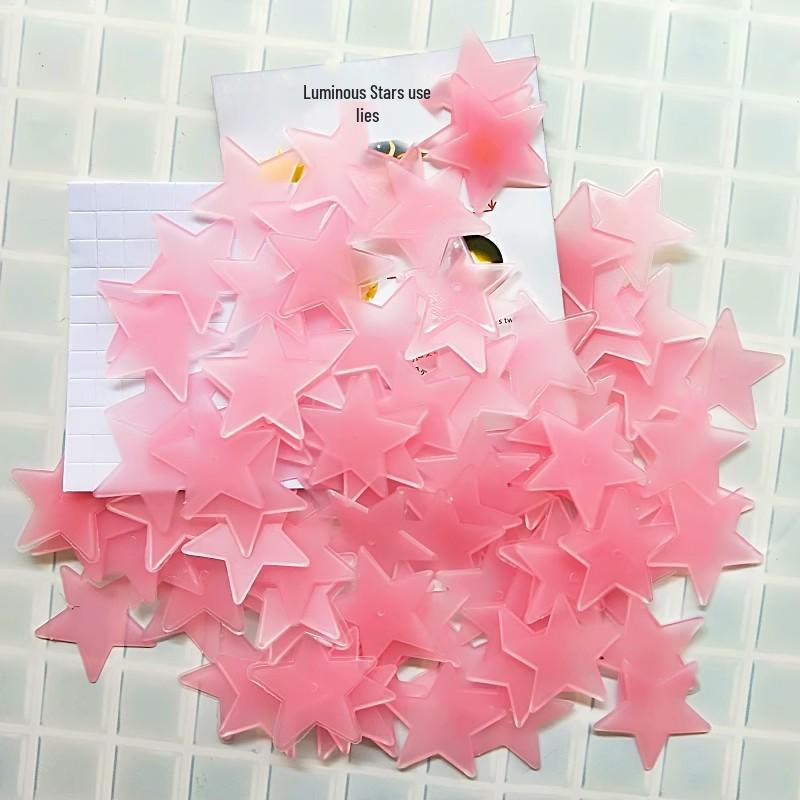 Luminous 3D Star Wall Stickers - Fluorescent Decor for Children's Bedroom or Girls' Room