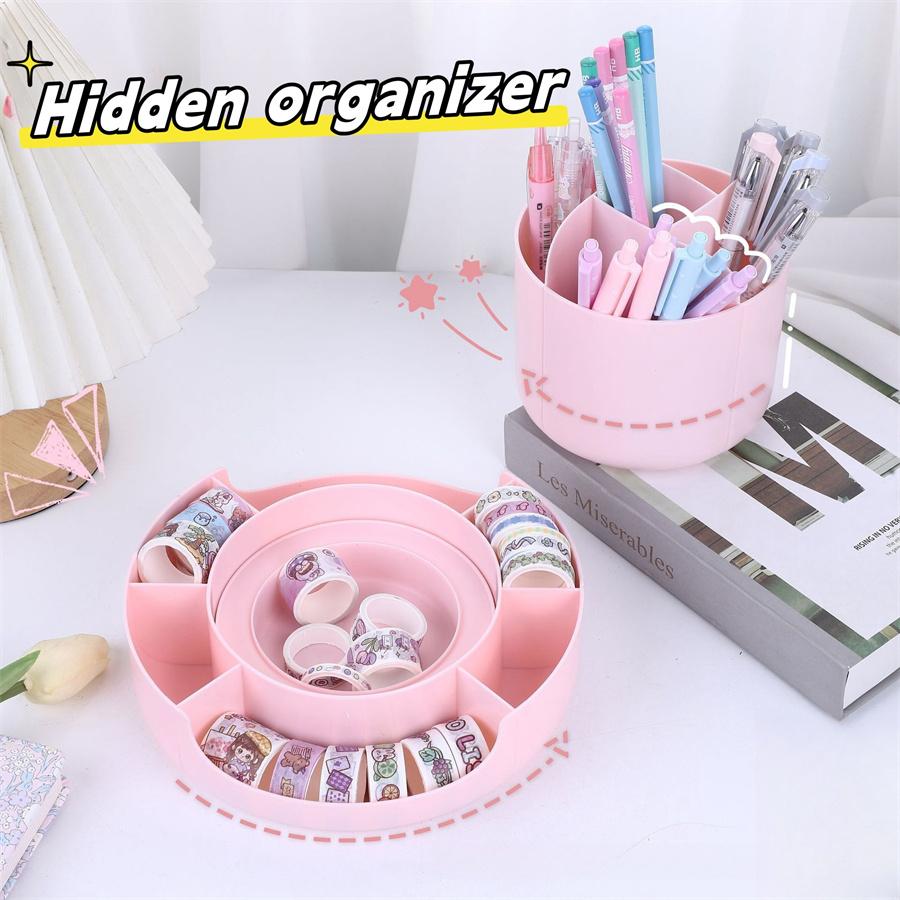 Drehbarer Stifthalter für den Schreibtisch, kreativer, multifunktionaler Schülerschreibtisch, Regal mit mehreren Fächern, einfacher Kosmetik-Organizer