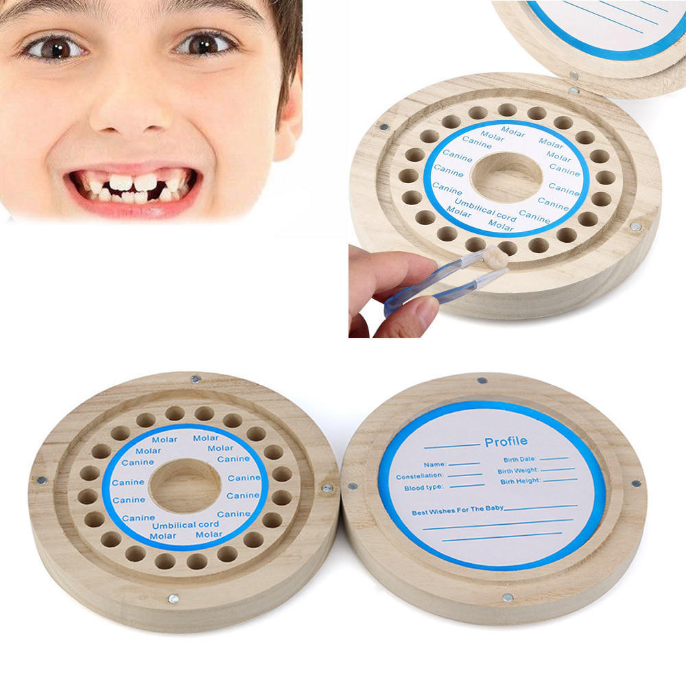 Kids Tooth Box Organizer Baby  Milk Teeth Wood Storage Box 