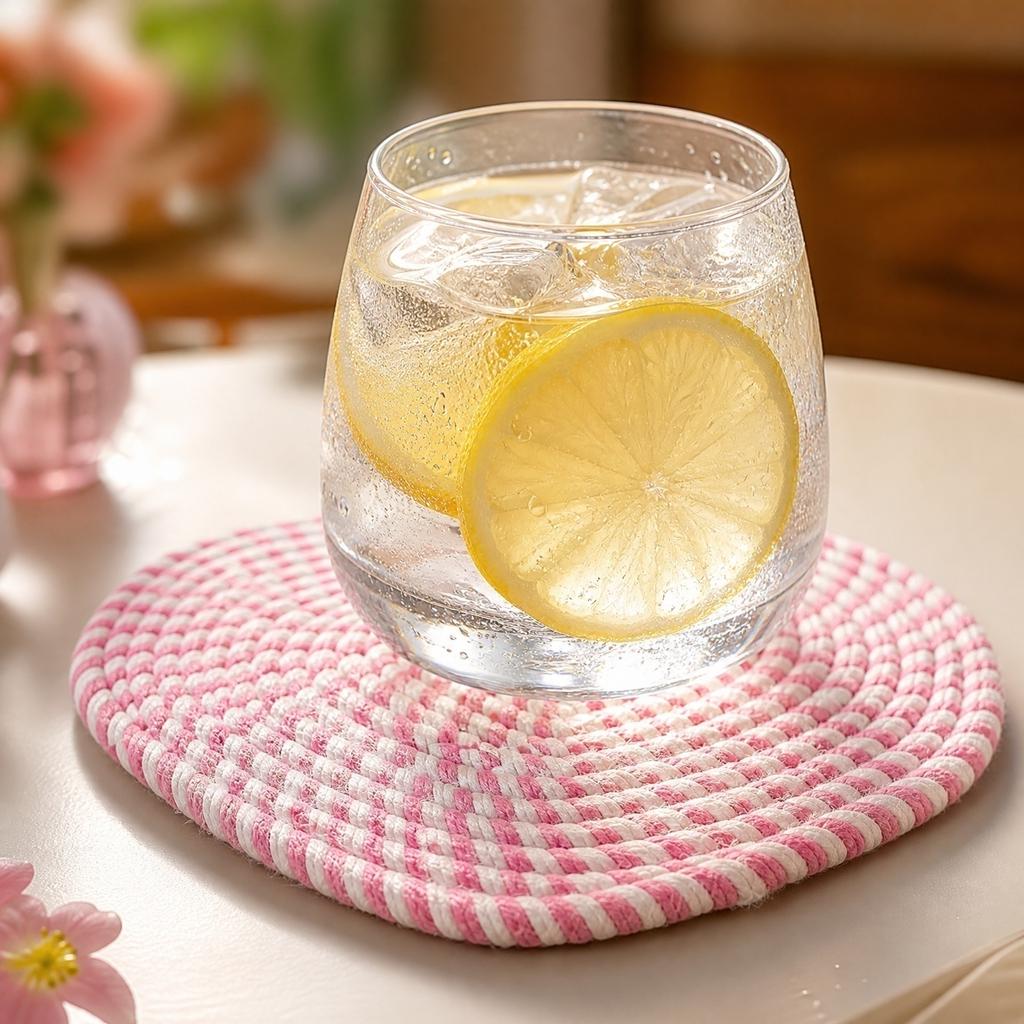 Heart Shape Cotton Rope Placemat Set of 4 - 8 Inch Woven Table Mats for Dining Room Kitchen Decor