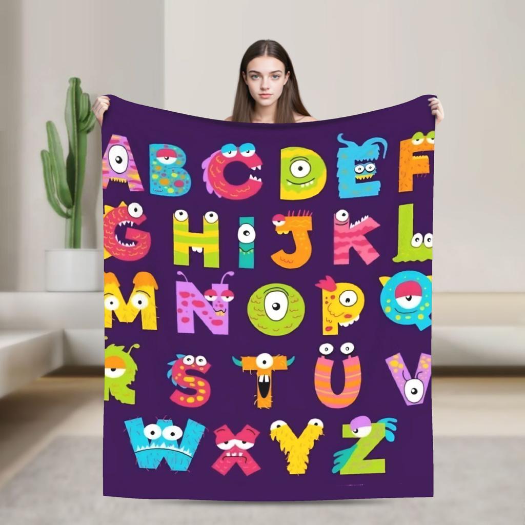 Alphabet Lore English Letter ABC  Blanket Quality Warm Soft  Throw Blanket Winter Picnic Couch Bed Funny Bedspread