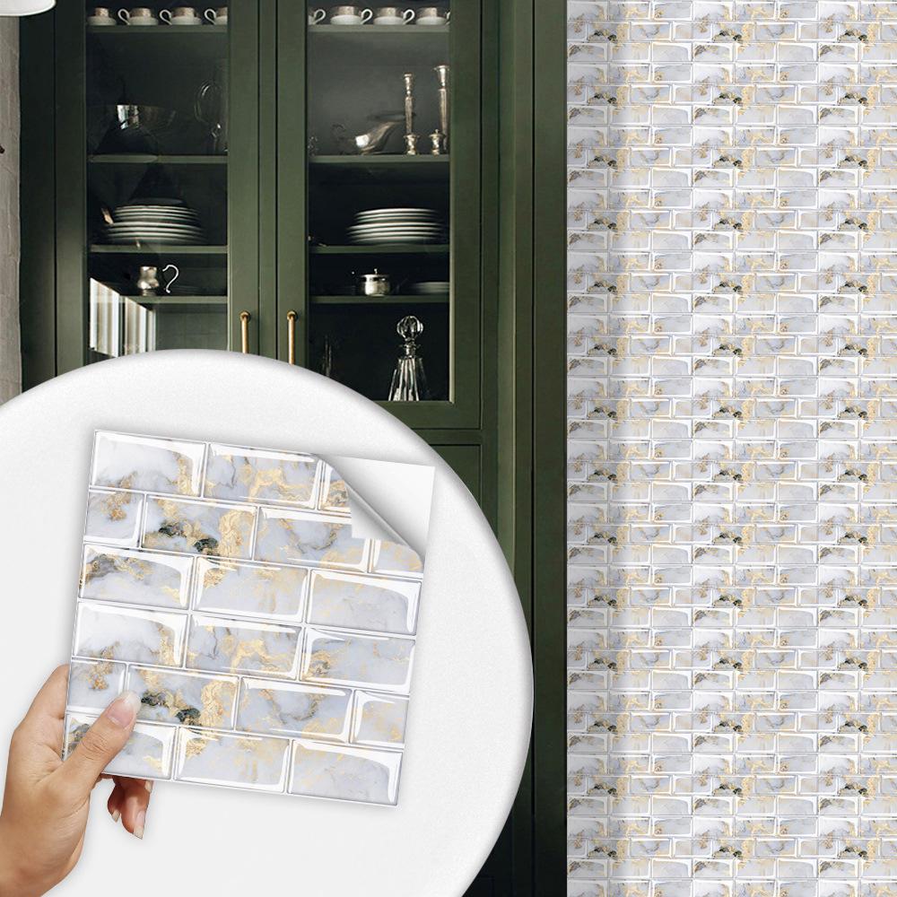 2026 Waterproof Wall Sticker Mosaic Pattern Ceramic Tile Sticker Kitchen Bathroom Sink Decoration Surface Gloss Film Self-adhesive Wall Sticker