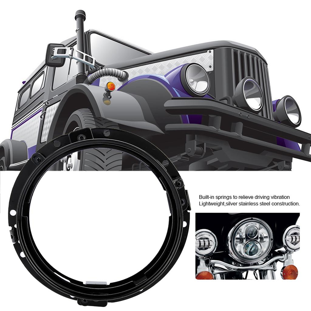 7 inch Car Headlight Round Mounting Bracket for ;Silver: