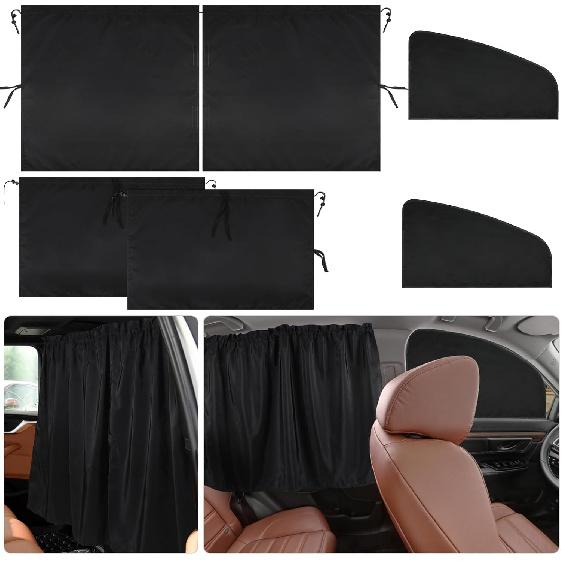 KanSmart 5 Pcs Car Curta 95% Light Blocking Car Privacy Curta for UV Protection, Auto Privacy Side Sunshades Camping Accessories for Sedan SUV 5Pcs Car Privacy Curtains