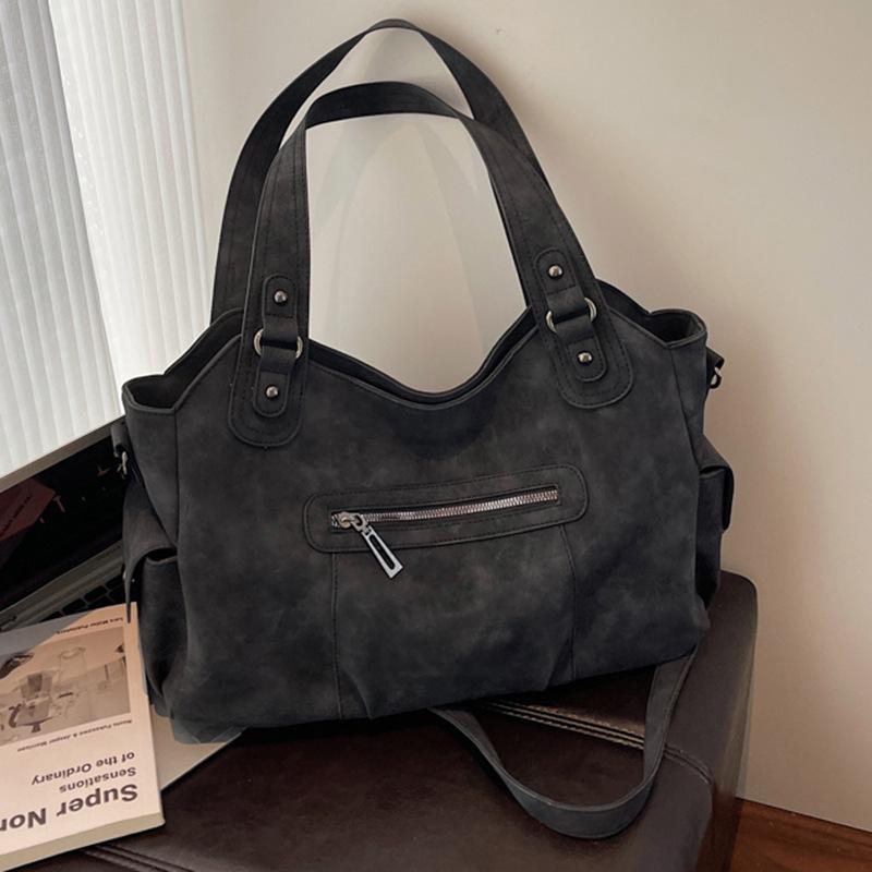 Retro Large-capacity Bag Women's 2025 New Fashion Matte Commuter Shoulder Messenger Bag Simple Portable Tote Bag