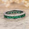 Huitan Simple Style Women Rings for Wedding Daily Party Versatile Jewelry Inlaid Bright Green Princess CZ Trendy Accessories