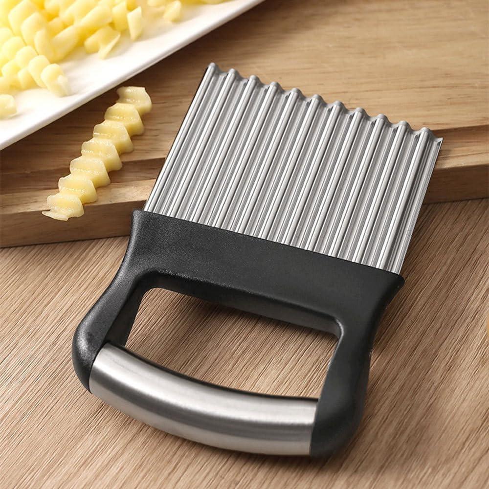 Stainless Steel Crinkle Cutter Manual Wavy Chopper Multifunctional Potato Slicer  Vegetable