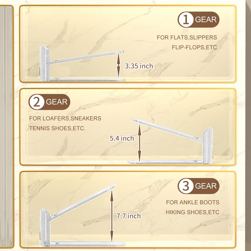 6/8Pcs 2-Layer Adjustable Shoe Rack Clear Footwear Support Slot Space Saving Shoe Storage Stand For Closet Shoebox Organizer