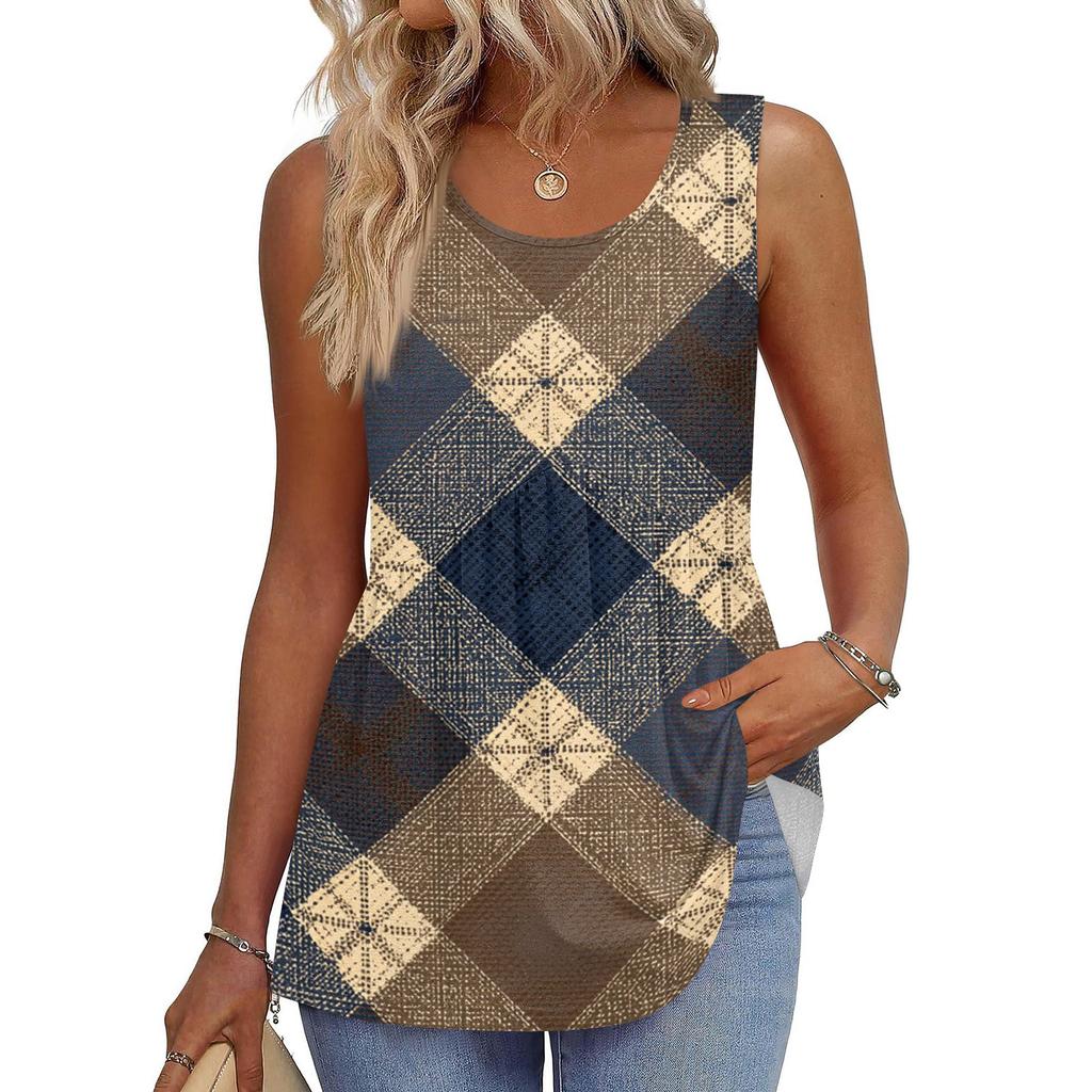 Tanktop mit quadratischem Kragen, bedruckt, lässig, lockere Passform, ärmelloses Shirt