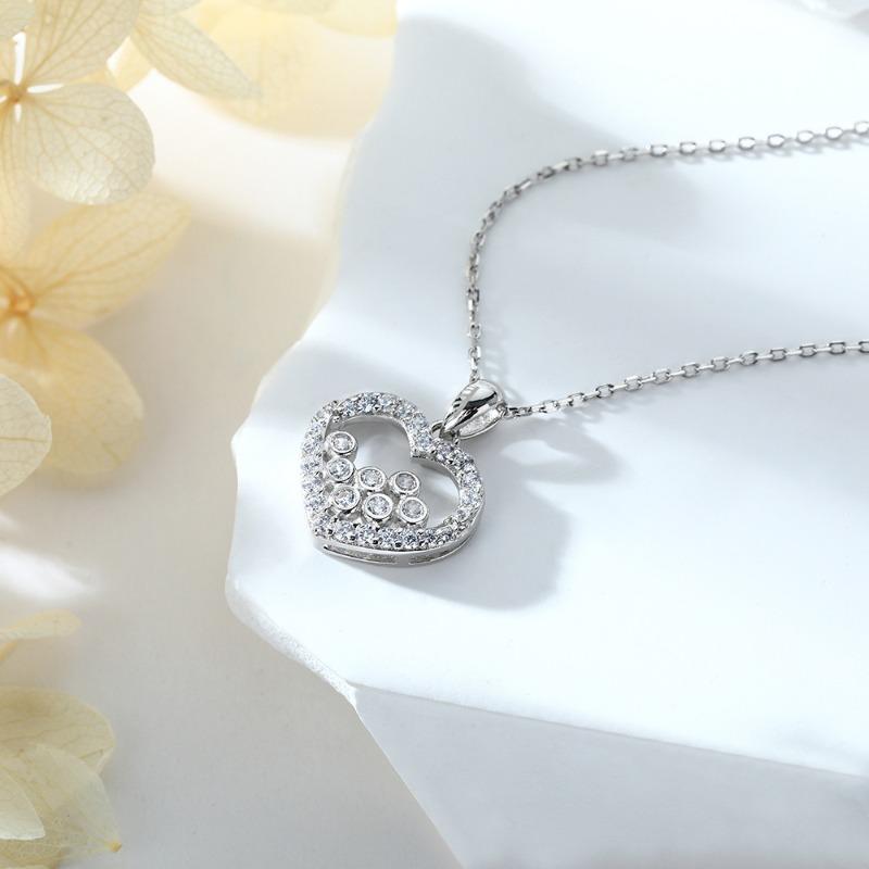 S925 silver heart necklace versatile niche design European and American style love neck chain sterling silver collarbone chain