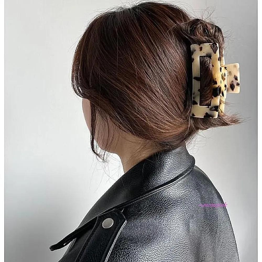 Claw clip cellulose marble hair bun hair clip leopard print long hair hair pin bar uprst473 SR Leopard Print Square (Brown)