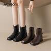 Augustine velvet short boots new winter square head thin boots thick heel British style boots
