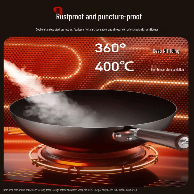 Supor 34cm Fine Iron Non-Coated Flat Bottom Wok
