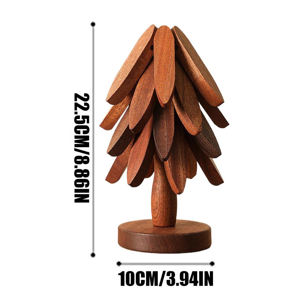 Table Decor Coaster Hot Dish Pad Foldable Christmas Tree Wood Teapot Holder Tree Coaster For Home Kitchen Restaurant Bowl cups