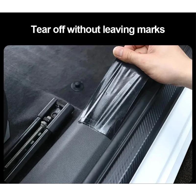 3D Carbon Fiber Car Door Sill Protector - Anti-Scratch Waterproof Matte Black Vinyl Film for Vehicle Body & Threshold Protection