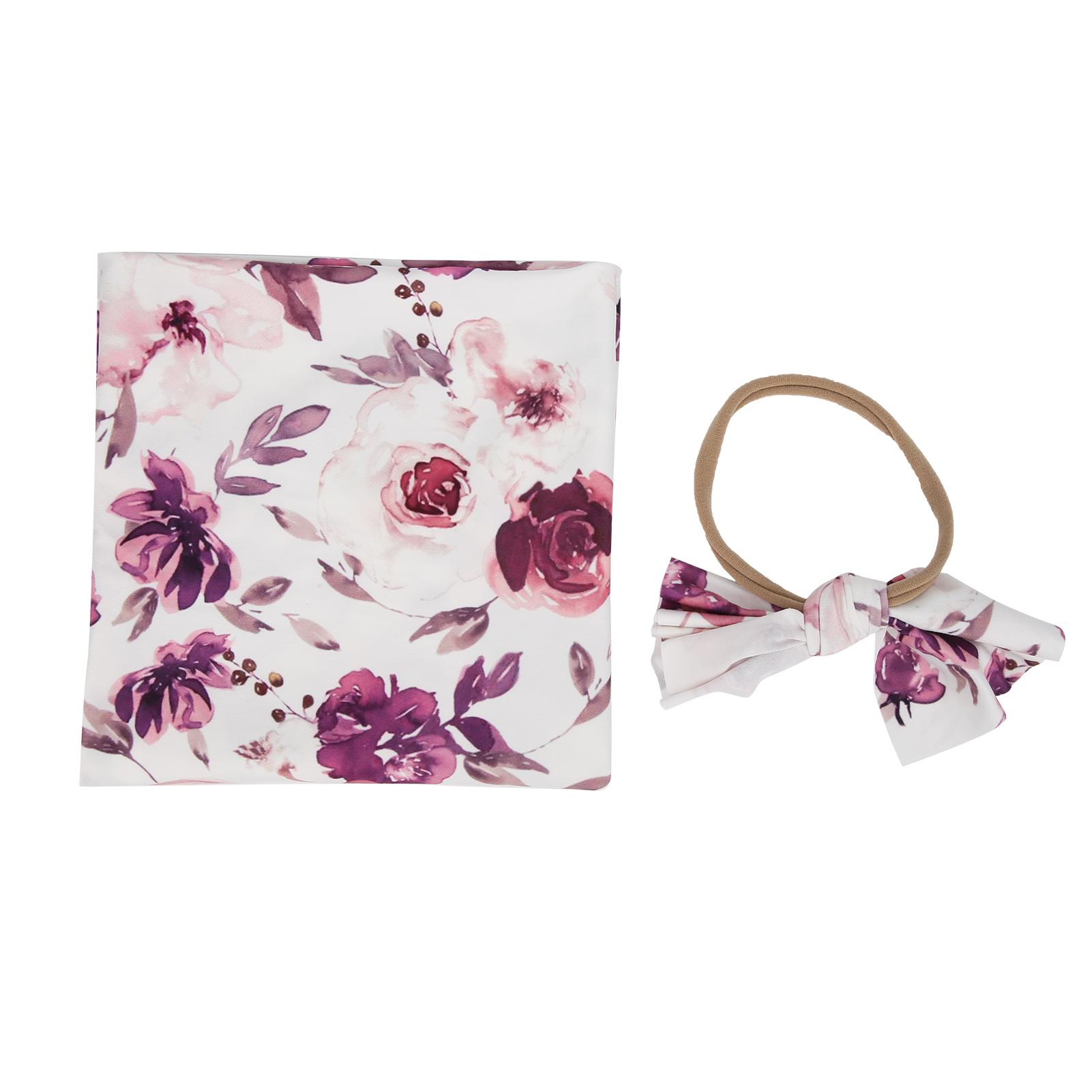 Пеленальное одеяло для новорожденных, комплект с повязкой на голову, мягкое одеяло для новорожденных, аксессуары № 4 80 x 80 см