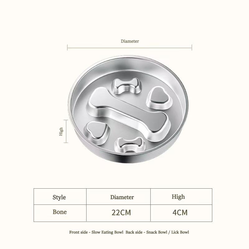 Stainless Steel Dog Slow Feeder Food Bowl, Metal Non-Slip Lick Plate,Puzzle Maze Dish for Small & Medium Sized Breeds