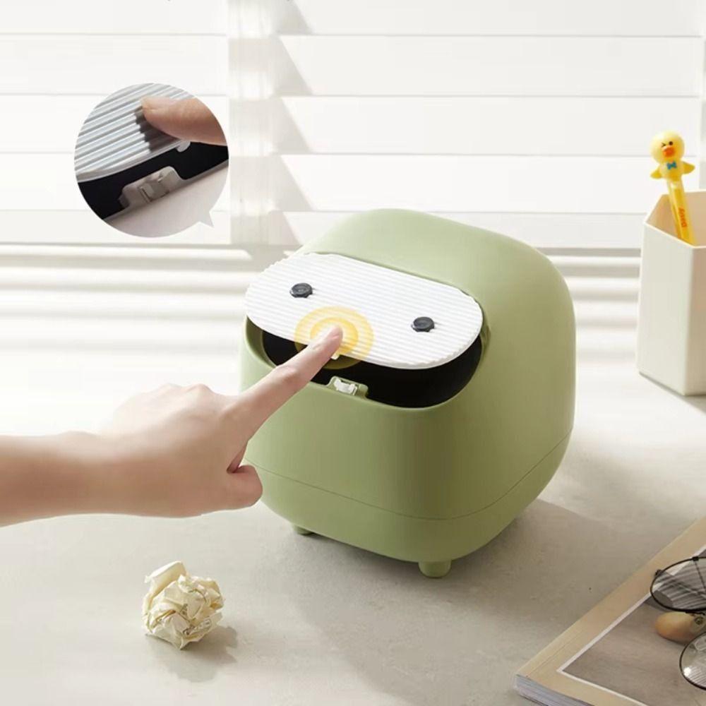 Press Type Desktop Trash Bin Mini Garbage Container Cute Small Trash Can  Household