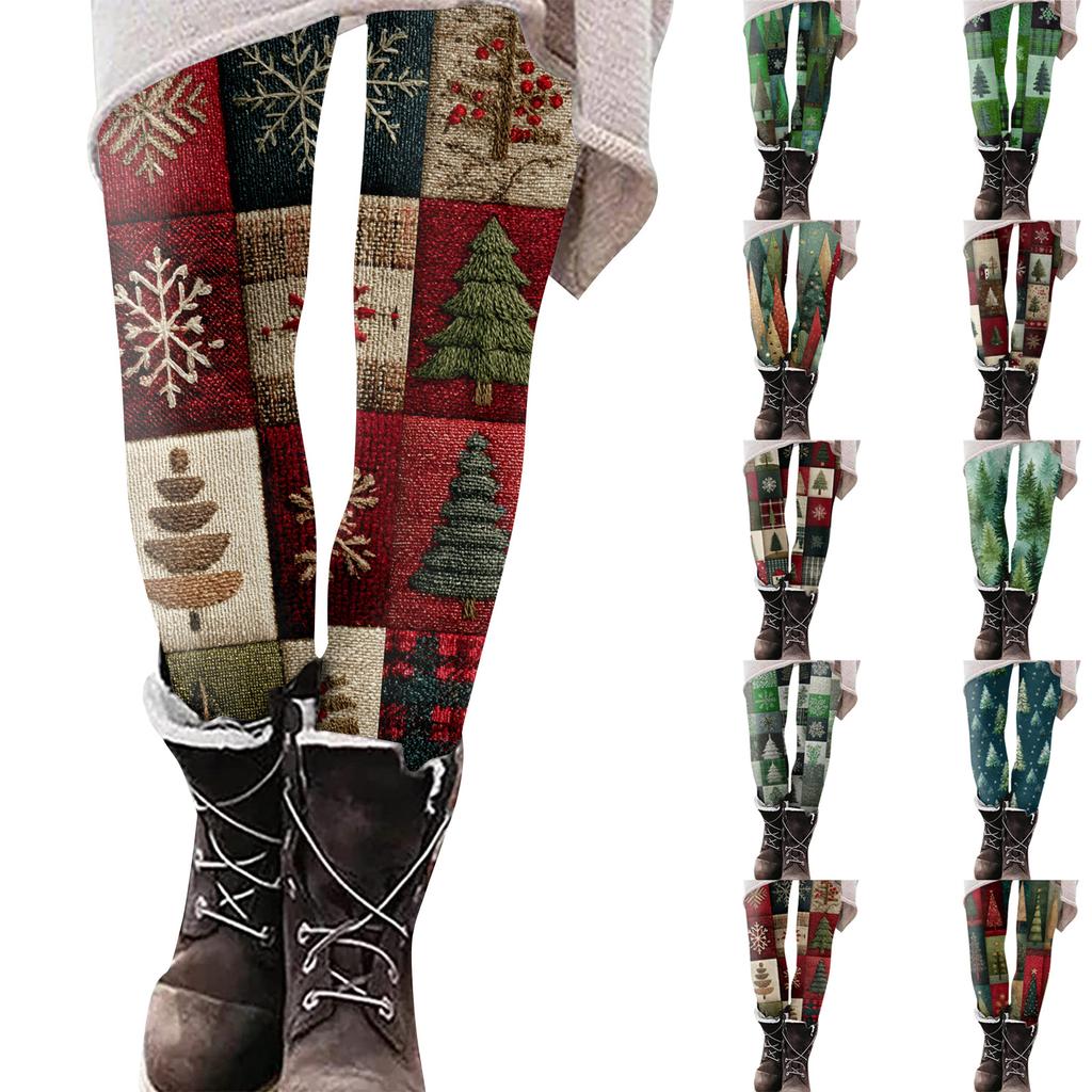 Women's Christmas Print Slim Fit Elastic Yoga Casual Pants