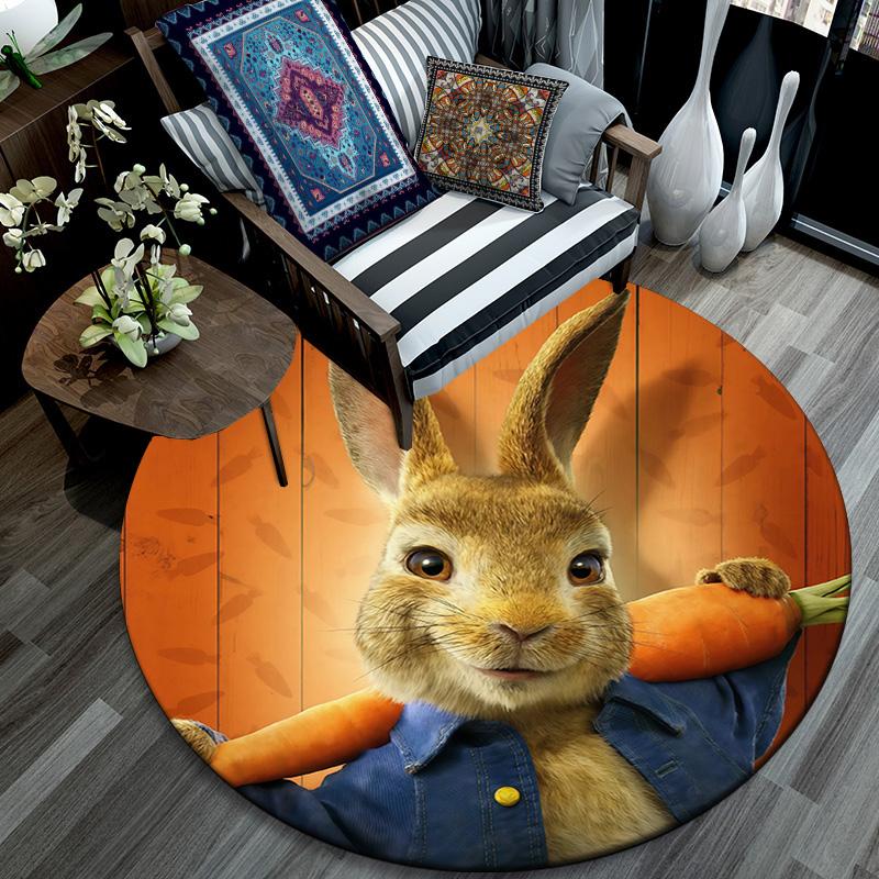 Peter Rabbit2 Round Area Rug,Carpet Rug for Living Room Bedroom Sofa Playroom Decor,Non-slip Floor Mat