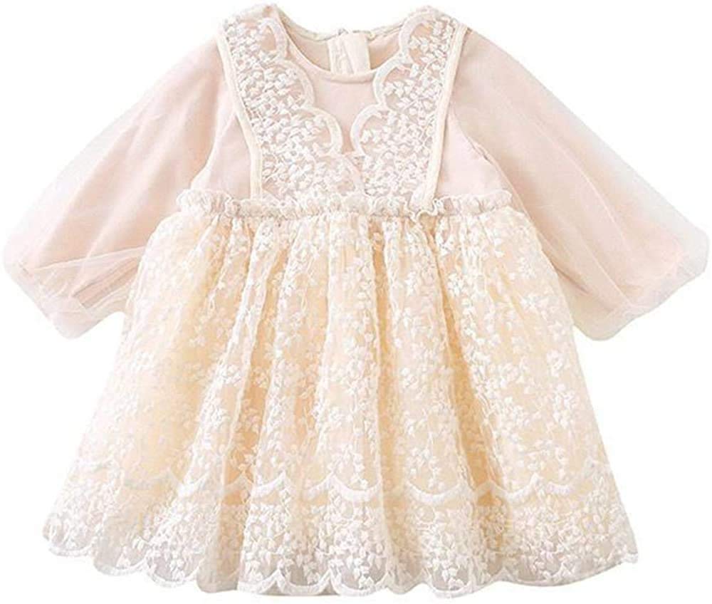 

KANTAN Вязаное платье с длинным рукавом с тюлем и кружевом Идеально для и Милое и пышное платье принцессы с кружевом Идеально для поступления в детский сад и