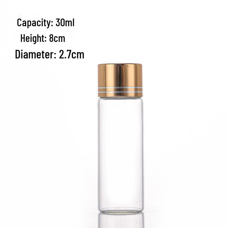 Gold Line 27mm Screw Cap Glass Vial - Sealed Saffron Storage Bottle with Aluminum Cap