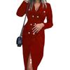Women's V-Neck Double-Breasted Waist-Cinching Suit Dress, Autumn/Winter 2025 Collection