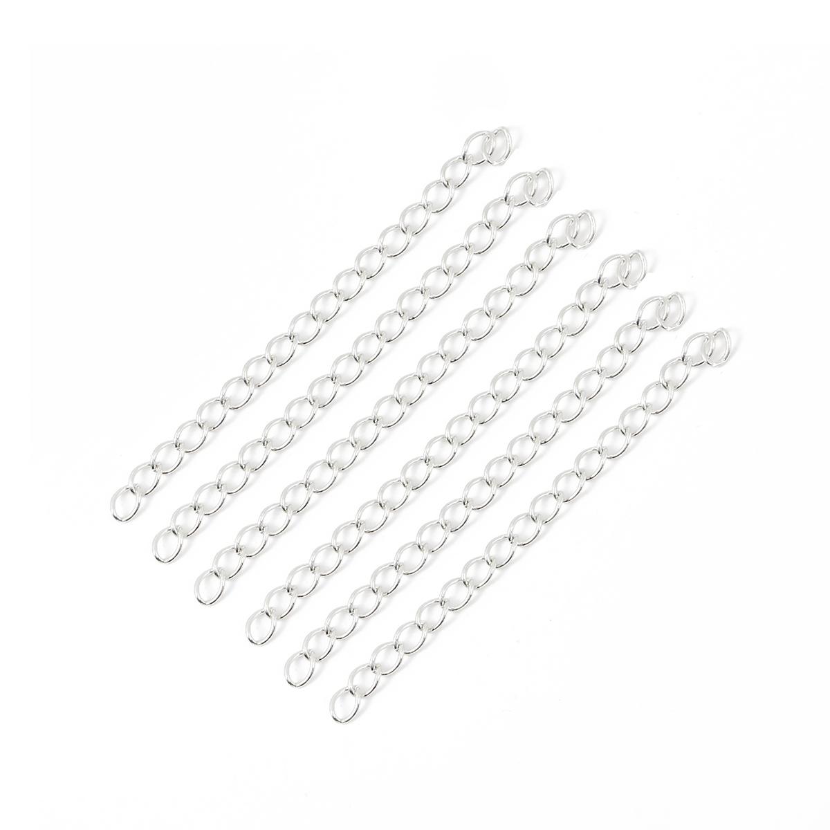 

50 шт./пакет, 50/70 мм, ожерелье, удлинительная цепочка для браслета, подходят застежки-лобстеры, покрытый хвостовой соединитель, цепь, сделай сам, изготовление ювелирных изделий 4x70mm серебряный