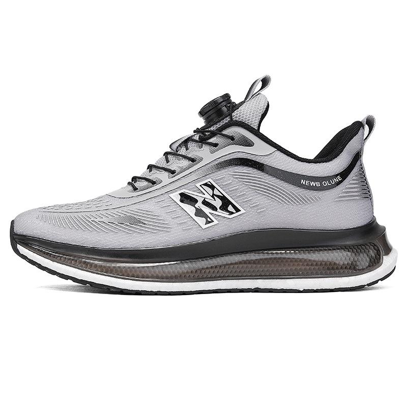 

NE men s shoes summer breathable official genuine knob buckle air cushion sports running shoes 44 сірий колір
