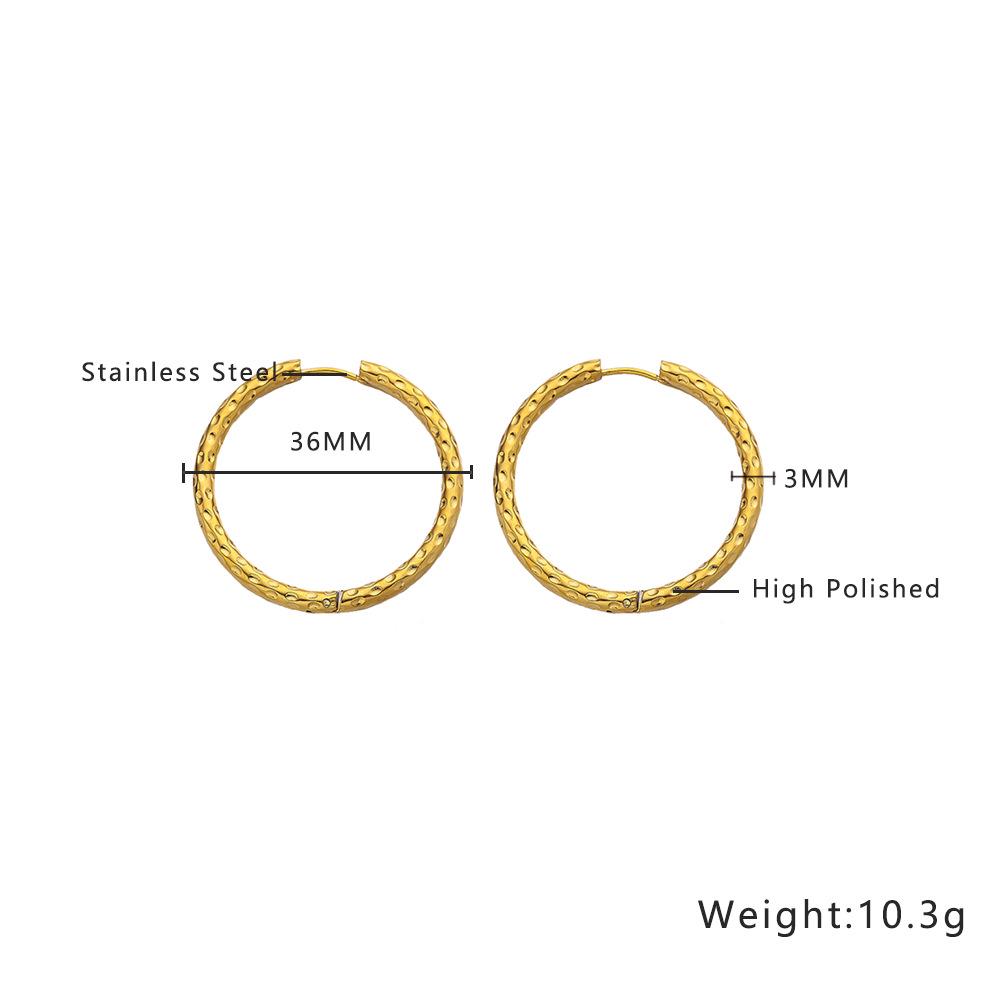 European & American INS High-End Stainless Steel Hoop & Irregular Ear Cuff, French Retro Gold Titanium Steel Earrings.