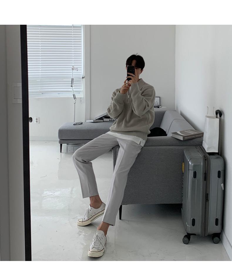 Men's Retro Half-Zip Lapel Sweater - Autumn/Winter Casual Korean Style