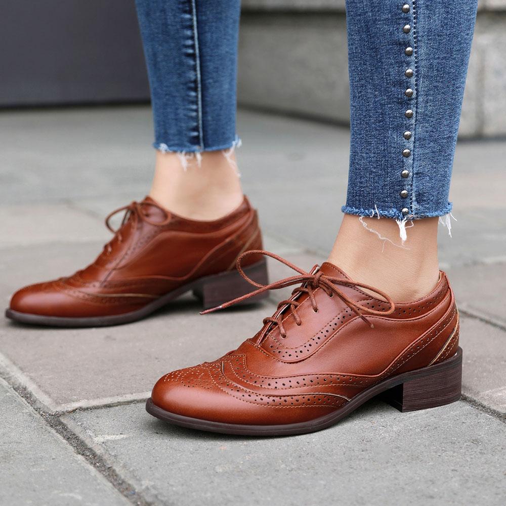 Plus Size 48 Women's Contrast Color Pumps Lace Up Hollow Out Dressy Chunky Heels Round Toe Comfort Daily Footwear