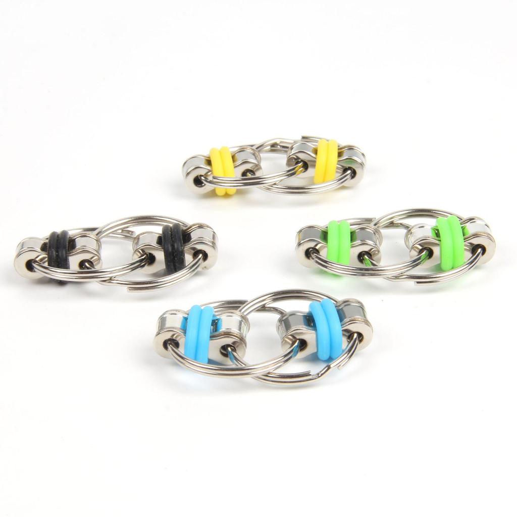Stress Relief Metal Fidget Cube Keychain with Bicycle Chain