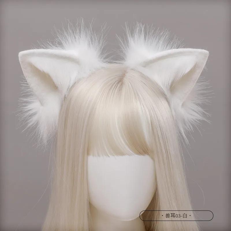 Halloween Red Wolf Fox Cat Ears Plush Hair Hoop Lolita Lovely Handmade Party Headdress Anime Cosplay Party Kawaii Accessories